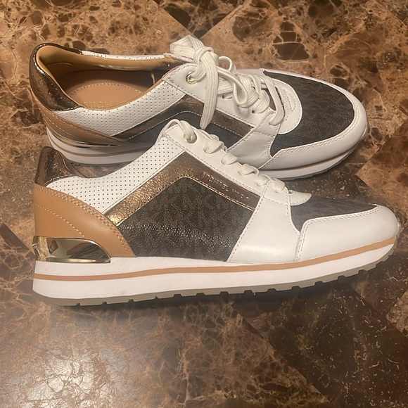 MICHAEL KORS Billie Leather
White Brown Casual Trainer
Sneakers Size 8.5 - Picture 3 of 7